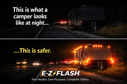 E-Z Flash is a 7-pin emergency safety lighting system for campers, trailers, and RVs. Stay visible during roadside stops, camping, or emergencies with bright hazard lighting designed for real-world safety.